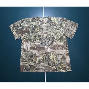 Vintage 90s Russell Athletic Outdoors Camo Max 1 All Over Print T-Shirt Size XL‎